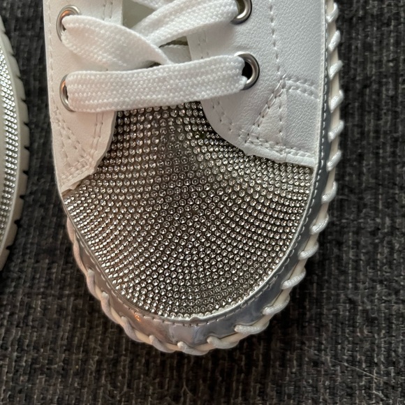 White Rhinestone Women's Sneakers - Picture 2 of 4
